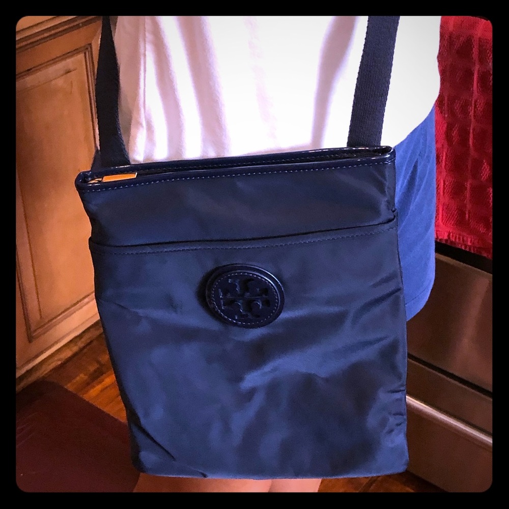 Tory Burch Navy Nylon Cross Body Bag- Large